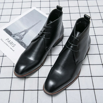 Xajzpa Men's Comfortable Ankle Leather Boots Men's Fashion Brand Chelsea boots men's brand leather boots high top shoes